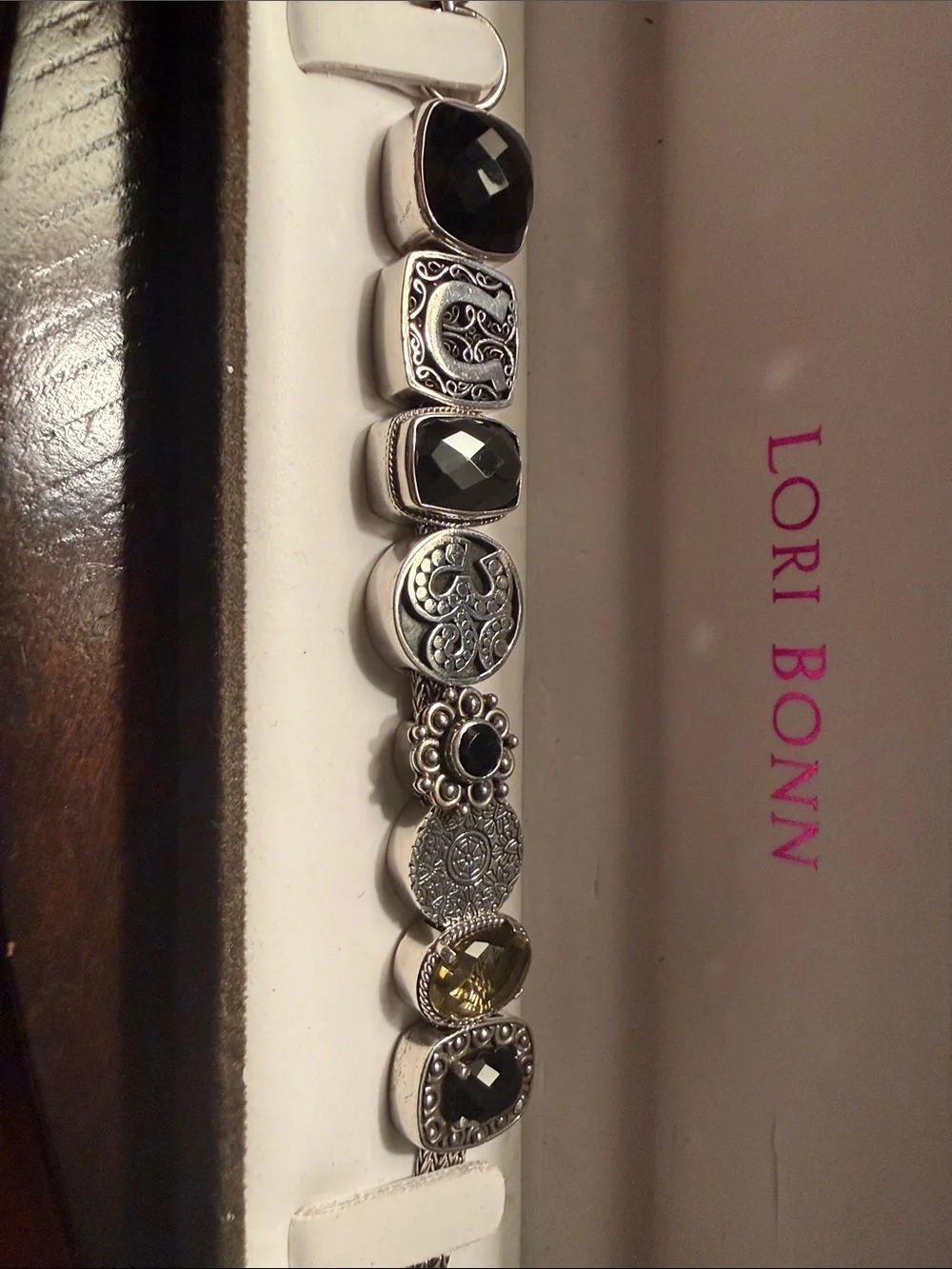 Lori Bonn Silver Bracelet with Black Accents